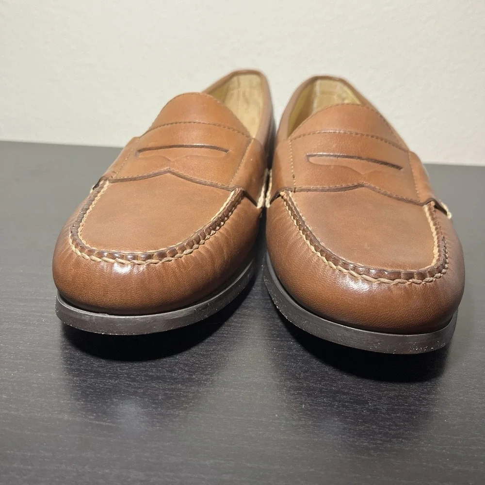 Johnston & Murphy Leather Sheepskin Penny Loafers Mens 10 M Classic Slip On
